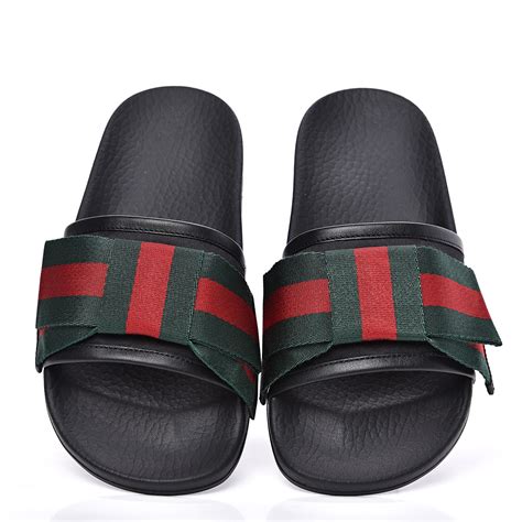 gucci web bow slide|fluffy Gucci slides.